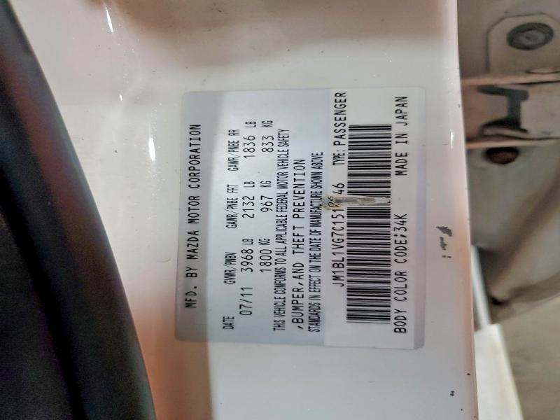 Aukcja sprzedaży 2012 Mazda 3, vin: JM1BL1VG7C1510646, numer aukcji: 58156496