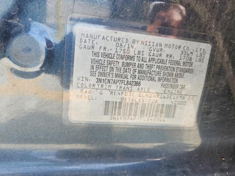 59324036 :رقم المزاد ، 3N1CN7AP7FL842366 vin ، 2015 Nissan Versa مزاد بيع
