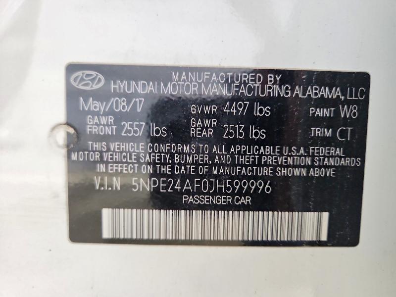74515975 :رقم المزاد ، 5NPE24AF0JH599996 vin ، 2018 Hyundai Sonata مزاد بيع