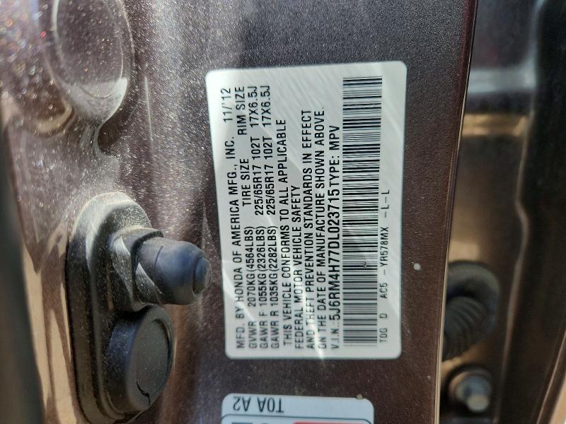 Продажа на аукционе авто 2013 Honda Cr-v, vin: 5J6RM4H77DL023715, номер лота: 57569296