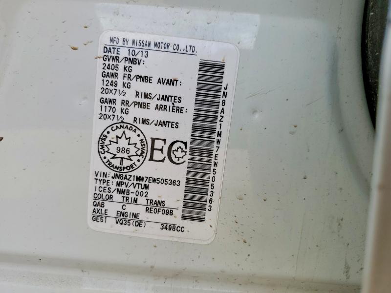 Продажа на аукционе авто 2014 Nissan Murano, vin: JN8AZ1MW7EW505363, номер лота: 56514186