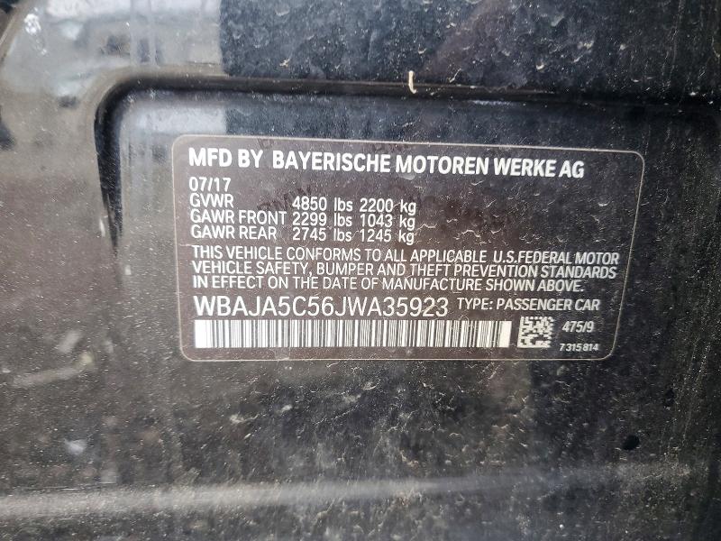 Aukcja sprzedaży 2018 Bmw 530, vin: WBAJA5C56JWA35923, numer aukcji: 56363276