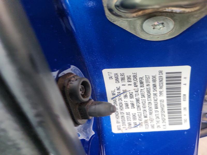 Продажа на аукционе авто 2017 Honda Civic, vin: 2HGFC2F52HH537123, номер лота: 58798566