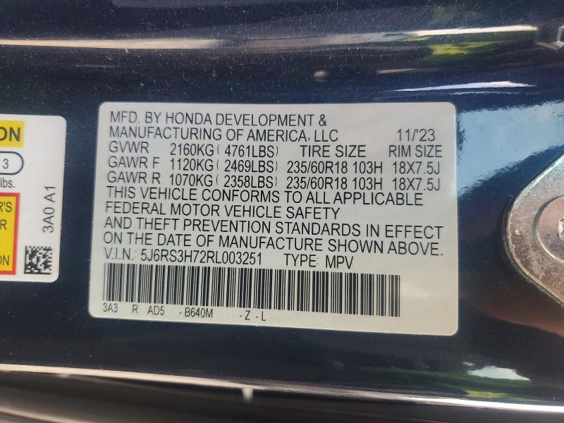 Продаж на аукціоні авто 2024 Honda Cr-v, vin: 5J6RS3H72RL003251, номер лоту: 56501276