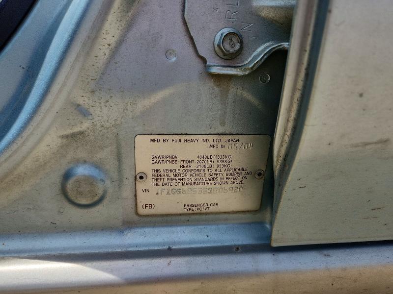 2005 Subaru Impreza მანქანა იყიდება აუქციონზე, vin: JF1GG68535G806920, აუქციონის ნომერი: 55355226