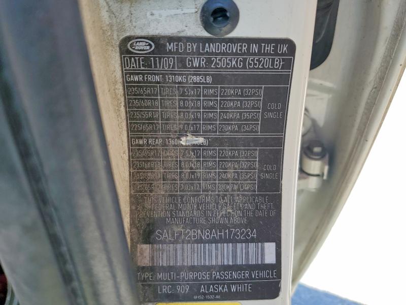 Продажа на аукционе авто 2010 Land Rover Lr2, vin: SALFT2BN8AH173234, номер лота: 58835266