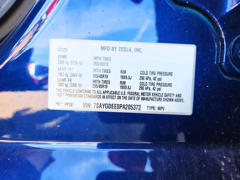 Продажа на аукционе авто 2023 Tesla Model Y, vin: 7SAYGDEE0PA205372, номер лота: 55579156
