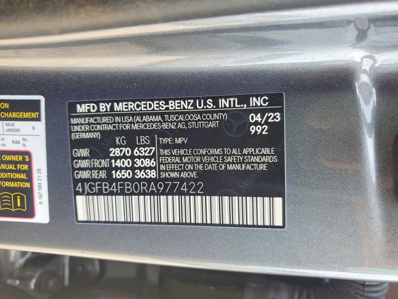 Aukcja sprzedaży 2024 Mercedes-benz Gle, vin: 4JGFB4FB0RA977422, numer aukcji: 55388576