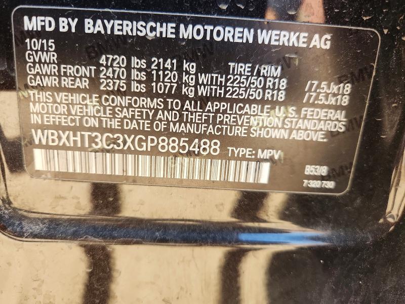 2016 Bmw X1 მანქანა იყიდება აუქციონზე, vin: WBXHT3C3XGP885488, აუქციონის ნომერი: 56061396