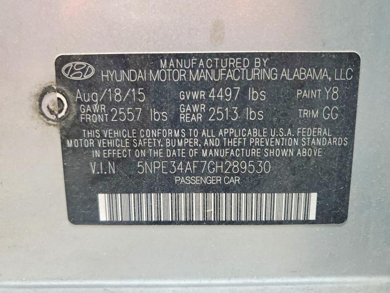 2016 Hyundai Sonata მანქანა იყიდება აუქციონზე, vin: 5NPE34AF7GH289530, აუქციონის ნომერი: 57523976