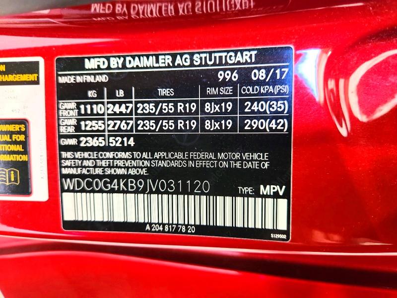 Aukcja sprzedaży 2018 Mercedes-benz Glc, vin: WDC0G4KB9JV031120, numer aukcji: 55581356
