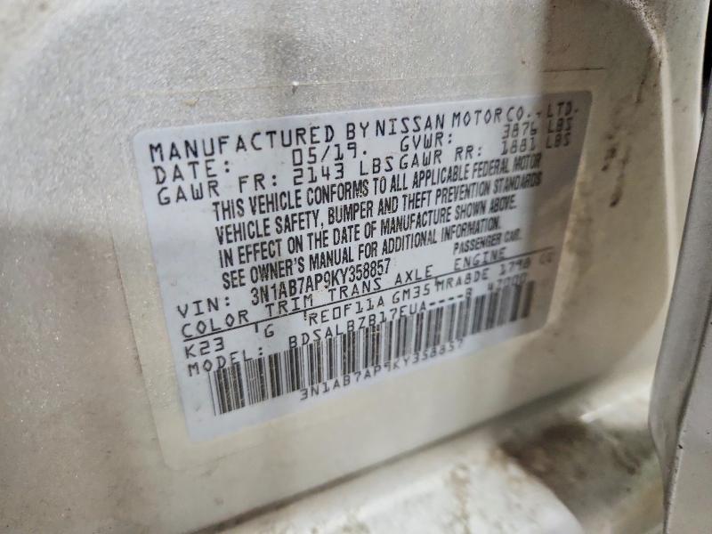 Aukcja sprzedaży 2019 Nissan Sentra, vin: 3N1AB7AP9KY358857, numer aukcji: 55960756