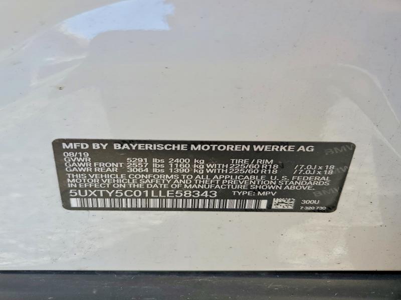 Aukcja sprzedaży 2020 Bmw X3, vin: 5UXTY5C01LLE58343, numer aukcji: 57379226