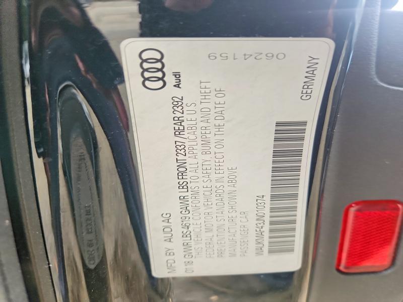 Aukcja sprzedaży 2018 Audi A4, vin: WAUKMAF43JN010374, numer aukcji: 58104096