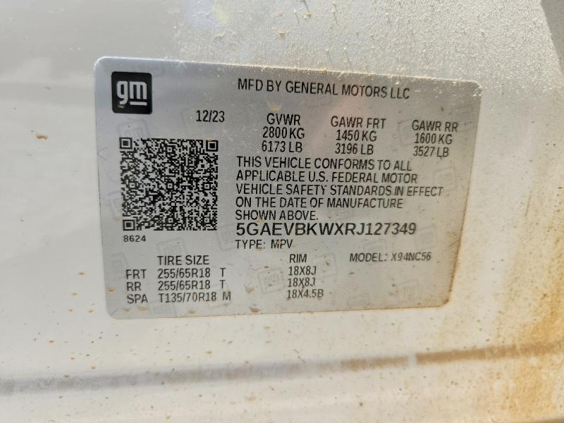 2024 Buick Enclave მანქანა იყიდება აუქციონზე, vin: 5GAEVBKWXRJ127349, აუქციონის ნომერი: 58389546