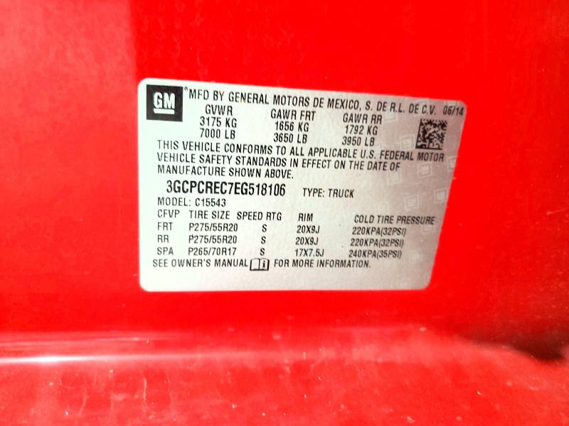 2014 Chevrolet Silverado მანქანა იყიდება აუქციონზე, vin: 3GCPCREC7EG518106, აუქციონის ნომერი: 56265136