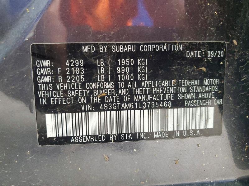 Продаж на аукціоні авто 2020 Subaru Impreza, vin: 4S3GTAM61L3735468, номер лоту: 58411216