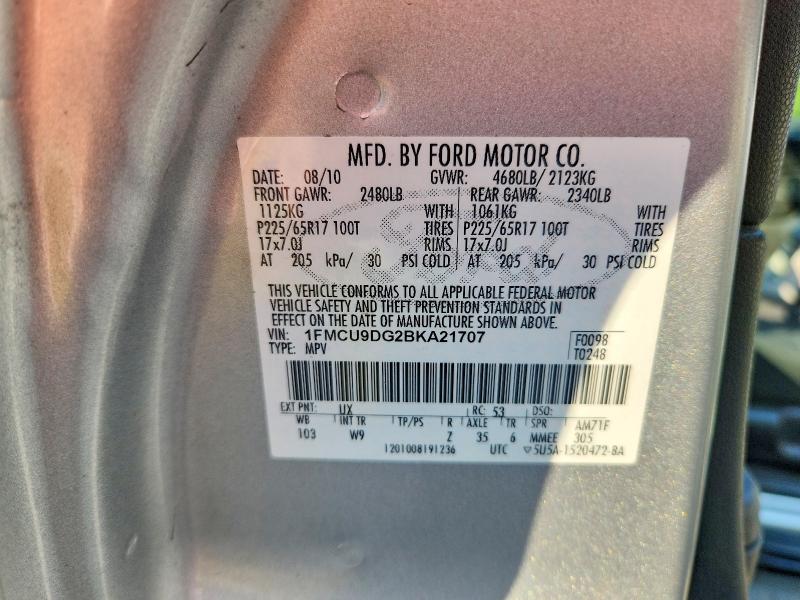 Продаж на аукціоні авто 2011 Ford Escape, vin: 1FMCU9DG2BKA21707, номер лоту: 57749636