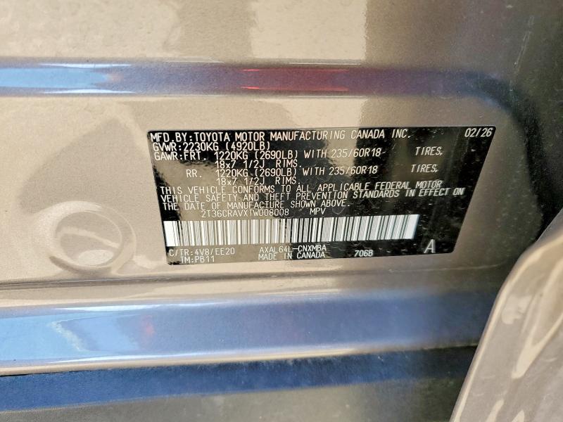 2026 Toyota Rav4 მანქანა იყიდება აუქციონზე, vin: 2T36CRAVXTW008008, აუქციონის ნომერი: 55781526