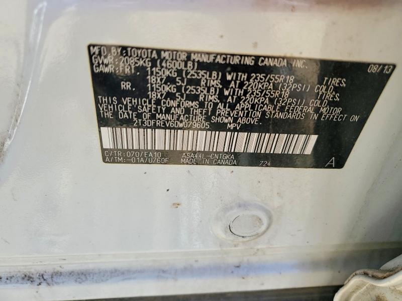 55141526 :رقم المزاد ، 2T3DFREV6DW079605 vin ، 2013 Toyota Rav4 مزاد بيع