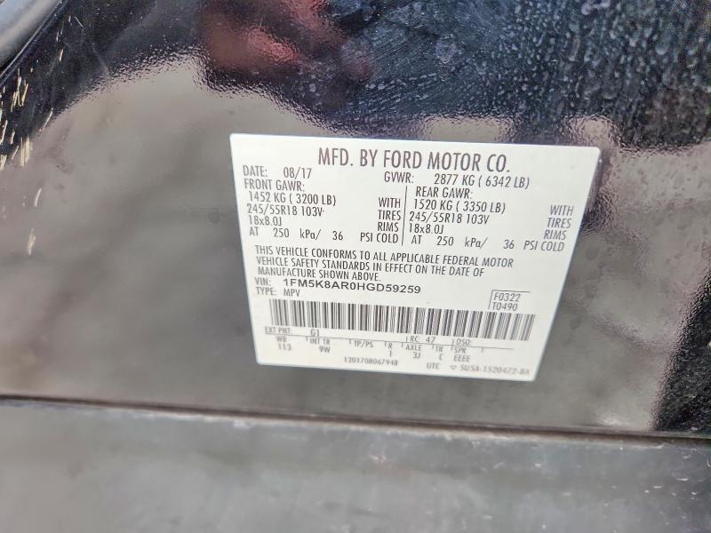 2017 Ford Explorer მანქანა იყიდება აუქციონზე, vin: 1FM5K8AR0HGD59259, აუქციონის ნომერი: 56884636