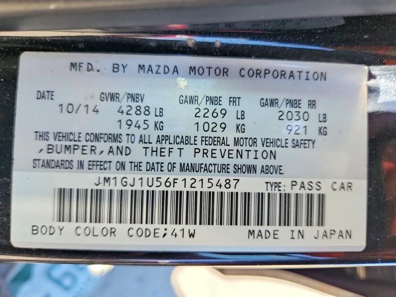 Продаж на аукціоні авто 2015 Mazda 6, vin: JM1GJ1U56F1215487, номер лоту: 57359876