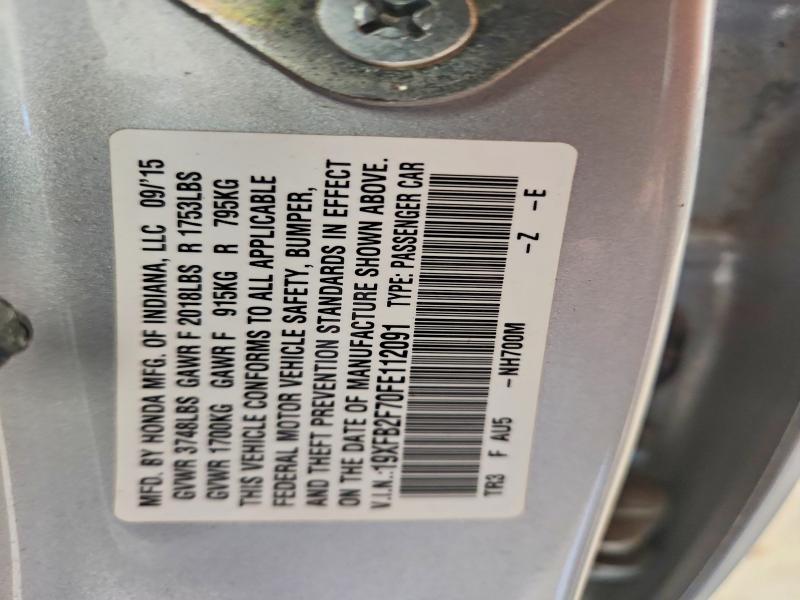 Aukcja sprzedaży 2015 Honda Civic, vin: 19XFB2F70FE112091, numer aukcji: 55892466