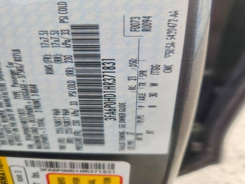56590716 :رقم المزاد ، 3FA6P0HD1HR371831 vin ، 2017 Ford Fusion مزاد بيع