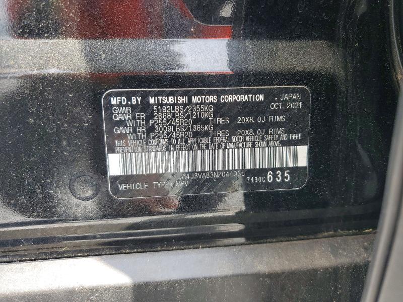 Aukcja sprzedaży 2022 Mitsubishi Outlander, vin: JA4J3VA83NZ044035, numer aukcji: 58512016