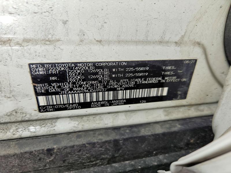2021 Toyota Venza მანქანა იყიდება აუქციონზე, vin: JTEAAAAH7MJ069937, აუქციონის ნომერი: 59326986