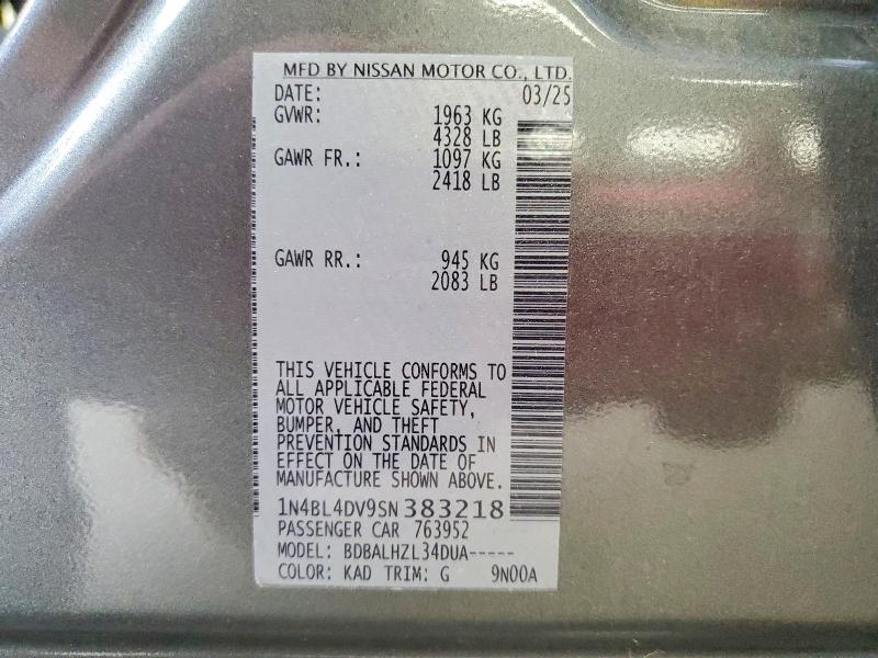 59312436 :رقم المزاد ، 1N4BL4DV9SN383218 vin ، 2025 Nissan Altima مزاد بيع