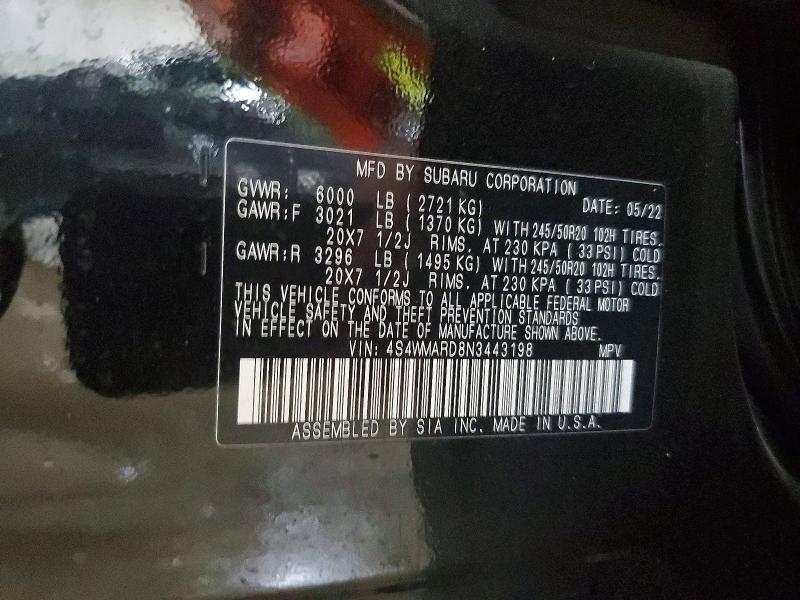 Продажа на аукционе авто 2022 Subaru Ascent, vin: 4S4WMARD8N3443198, номер лота: 56412376