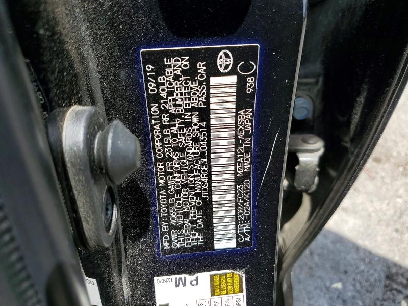 Aukcja sprzedaży 2020 Toyota Corolla, vin: JTDS4RCE3LJ043514, numer aukcji: 56289896