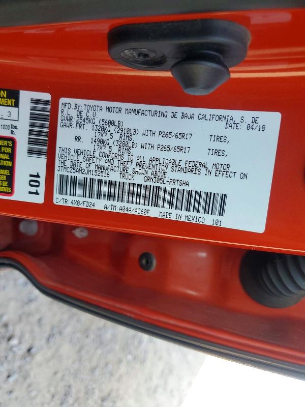 2018 Toyota Tacoma მანქანა იყიდება აუქციონზე, vin: 3TMCZ5AN2JM152516, აუქციონის ნომერი: 56899306