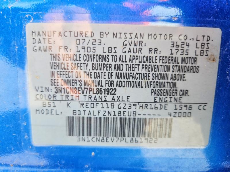 57549566 :رقم المزاد ، 3N1CN8EV7PL861922 vin ، 2023 Nissan Versa مزاد بيع