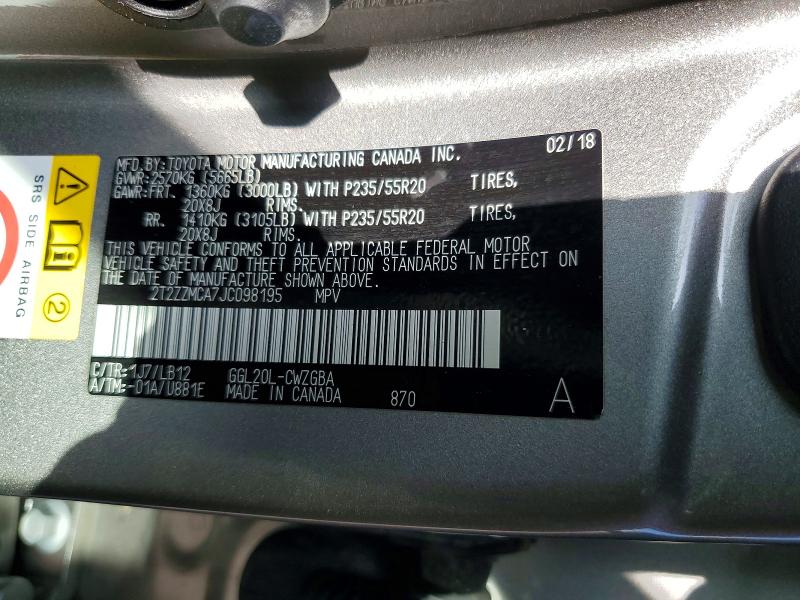 Продаж на аукціоні авто 2018 Lexus Rx 350, vin: 2T2ZZMCA7JC098195, номер лоту: 56855226