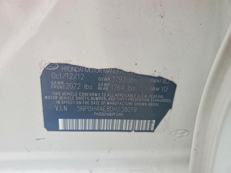 Продажа на аукционе авто 2013 Hyundai Elantra, vin: 5NPDH4AE8DH238019, номер лота: 56691786