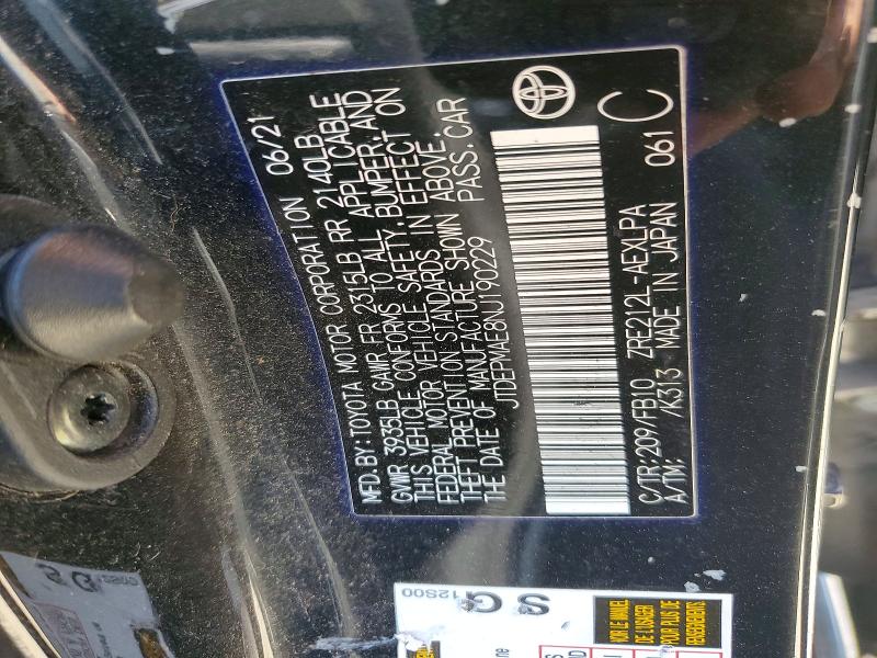 55110786 :رقم المزاد ، JTDEPMAE8NJ190229 vin ، 2022 Toyota Corolla مزاد بيع