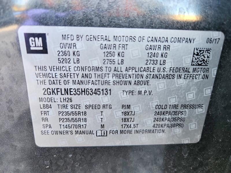 Auction sale of the 2017 Gmc Terrain, vin: 2GKFLNE35H6345131, lot number: 56188876