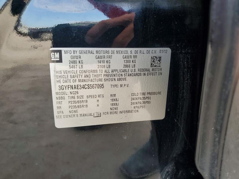 55686776 :رقم المزاد ، 3GYFNAE34CS567095 vin ، 2012 Cadillac Srx مزاد بيع