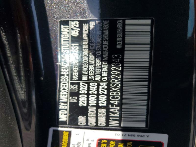 Auction sale of the 2025 Mercedes-benz C, vin: W1KAF4GBXSR292343, lot number: 57903666