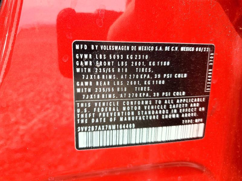 Aukcja sprzedaży 2022 Volkswagen Tiguan, vin: 3VV2B7AX7NM164469, numer aukcji: 55471916
