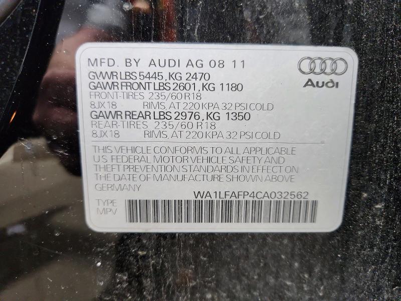 Aukcja sprzedaży 2012 Audi Q5, vin: WA1LFAFP4CA032562, numer aukcji: 55636016