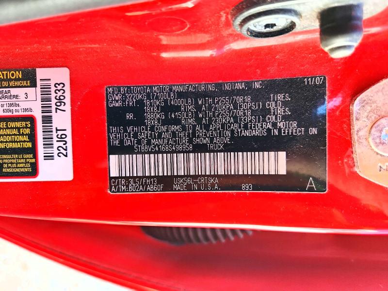 56236286 :رقم المزاد ، 5TBBV54168S498958 vin ، 2008 Toyota Tundra مزاد بيع