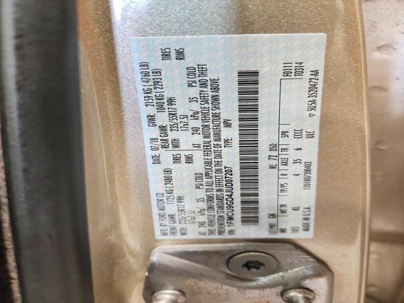 2018 Ford Escape მანქანა იყიდება აუქციონზე, vin: 1FMCU9GD4JUD07207, აუქციონის ნომერი: 56824616