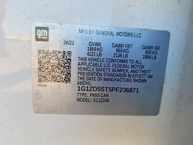 57947606 :رقم المزاد ، 1G1ZD5ST5PF236871 vin ، 2023 Chevrolet Malibu مزاد بيع