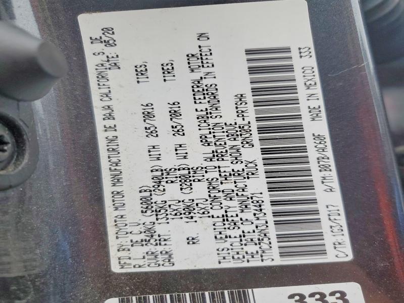 57419056 :رقم المزاد ، 3TMCZ5AN3LM344871 vin ، 2020 Toyota Tacoma مزاد بيع