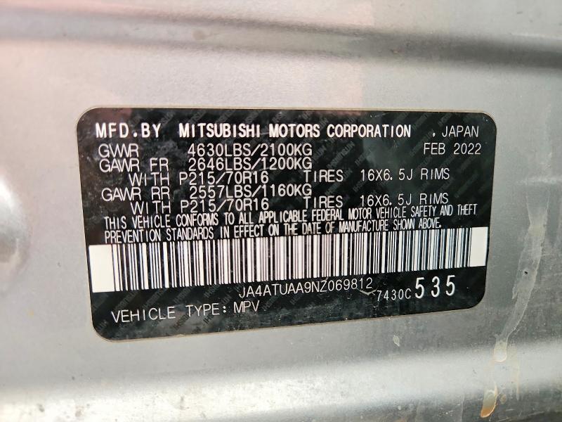 Aukcja sprzedaży 2022 Mitsubishi Eclipse Cross, vin: JA4ATUAA9NZ069812, numer aukcji: 57577636