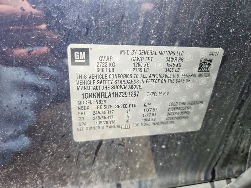 2017 Gmc Acadia მანქანა იყიდება აუქციონზე, vin: 1GKKNRLA1HZ291297, აუქციონის ნომერი: 58561136