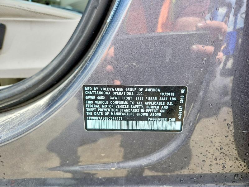 Продажа на аукционе авто 2014 Volkswagen Passat, vin: 1VWBN7A36EC044177, номер лота: 55772426